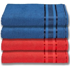 4 Toalhas Plus Size Grossa E Macia 80X180 Azul+Vermelho