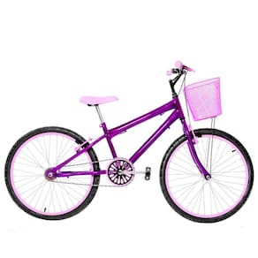 Bicicleta Infantil Feminina Aro 24 Alumínio Violeta E Rosa