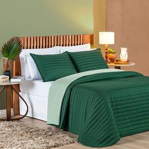 Kit Cobre Leito Double King3 Peças - Esmeralda E Verde Claro