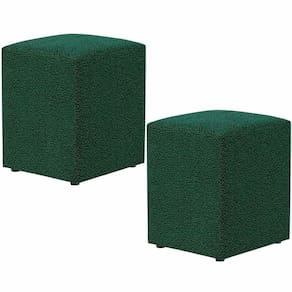 Kit 02 Puffs Quadrado Decorativo L02 Bouclê Verde