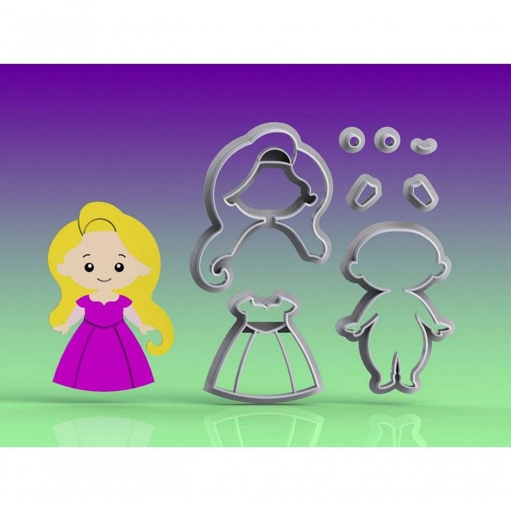 Cortador Princesa Rapunzel Modular Tamanho 7 Cm