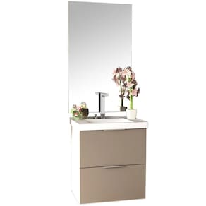 Kit Banheiro Gabinete 60Cm Pietra B06 Gianduia Brilho