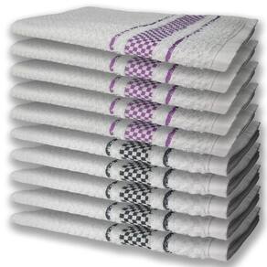 10 Panos De Prato Atoalhado Felpudo Premium 5 Lilás 5 Preto