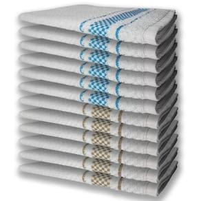 12 Panos De Prato Atoalhado Felpudo Premium 6 Azul 6 Marrom