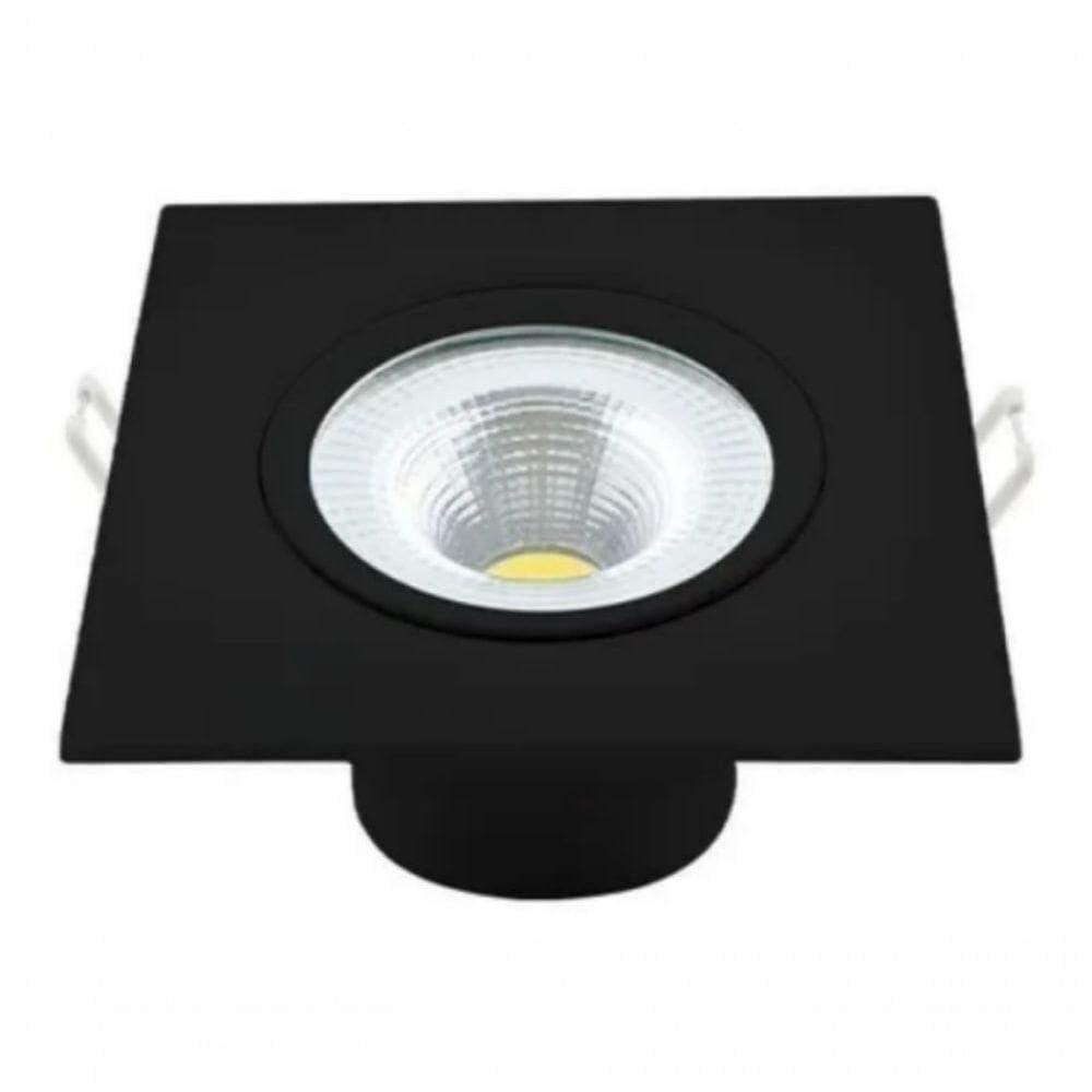 Kit 9 Spot Led 5w Quadrado Embutir Branco Frio 9x9cm Preto