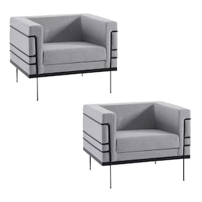 Kit 2 Poltronas Preto Jeanneret-gris Linhão Cinza