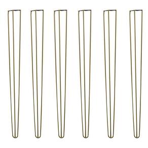 Kit 6 Pés De Metal 90 Cm Aparador E Mesa De Canto Dourado