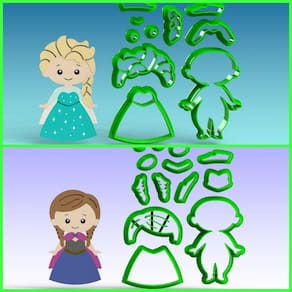 Cortador Kit Princesas Frozen Elza E Anna Modulares 6 Cm