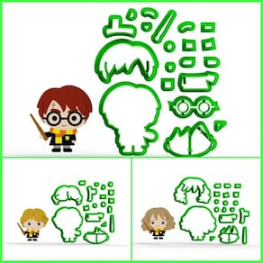 Cortador Kit Harry Potter Cute 3 Personagens Modulares 5 Cm