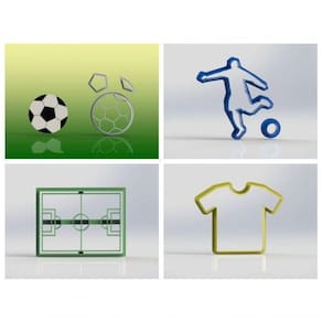 Cortador Kit Futebol Com 4 Modelos Tamanho 6 Cm
