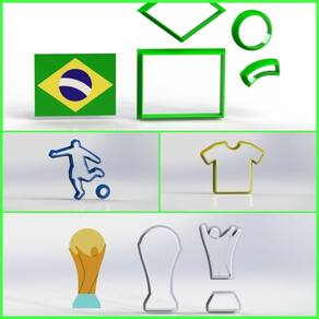 Cortador Kit Copa Do Mundo Brasil Futebol 4 Modelos Tamanho 6 Cm