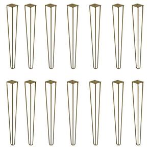 Kit 14 Pés De Metal 60 Cm Harpin Legs Mesa De Canto Dourado