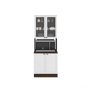 Paneleiro Duplo Para Forno/Micro-Ondas Nogueira/Branco