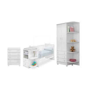 Quarto Infantil Doce Sonho Berço Cômoda Branco/Branco
