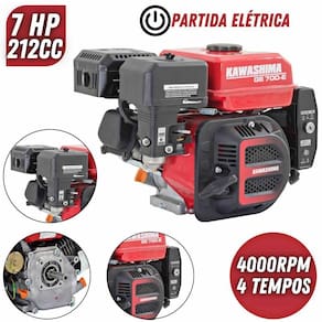 Motor Estacionário Kawashima Potente 212cc 7hp 4t à Gasolina