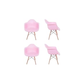 Kit 04 Cadeiras Eiffel Melbourne Rosa Com Em Madeira