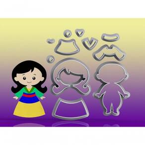 Cortador Princesa Mulan Modular Tamanho 6 Cm