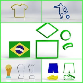 Cortador Kit Copa Do Mundo Brasil Futebol 6 Modelos Tamanho 6 Cm