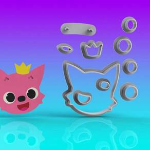 Cortador Baby Shark Rosto Raposa Modular Tamanho 5cm