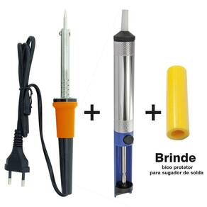 Kit Ferro De Solda Com Sugador E Bico De Silicone 110v 40w
