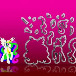 Cortador My Little Pony- Celéstia Modular Tamanho 6cm