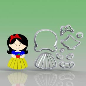 Cortador Branca de Neve Cabelo Comprido Modular Tamanho 10cm