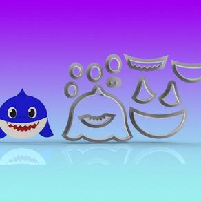 Cortador Baby Shark Rosto Papai Modular Tamanho 5cm