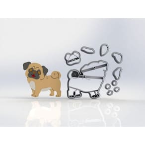 Cortador Kit Cachorro Pug Rosto e Corpo Modulares Tamanho 6cm