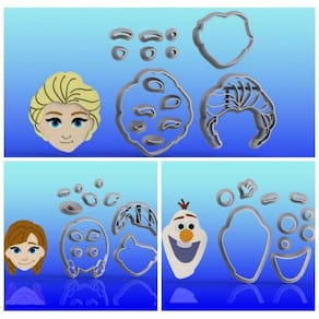 Cortador Kit Frozen Ana e Elsa Olaf Tamanho 5cm