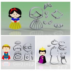Cortador Kit Branca de Neve 3 Personagens Tamanho 6cm