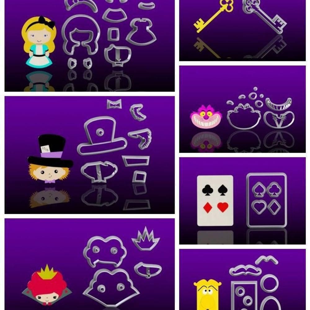 Cortador Kit Alice 7 Modelos Modulares Tamanho 6 Cm