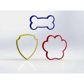 Cortador Kit Patrulha Canina Pata Osso Escudo Tamanho 5cm