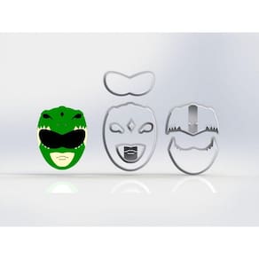 Cortador Kit Power Rangers 2 Personagens e Raio Tamanho 6cm