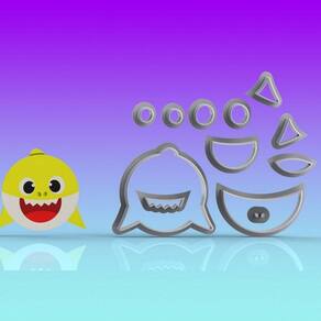 Cortador Baby Shark Rosto Bebê Modular Tamanho 8cm