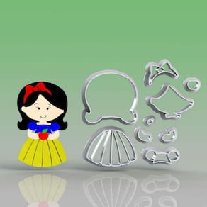 Cortador Branca de Neve Cabelo Comprido Modular Tamanho 6cm