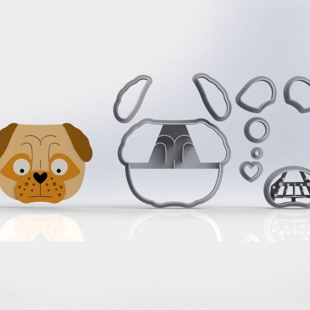 Cortador Cachorro Pug Rosto Modular Tamanho 6 Cm