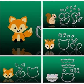 Cortador Kit Animais do Bosque Floresta Mod 1 Tamanho 5cm