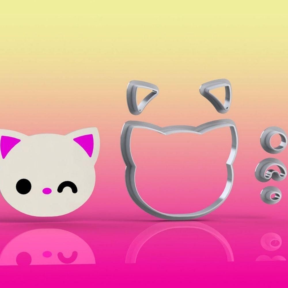 Cortador Gatinha Rosto Modular Tamanho 5cm