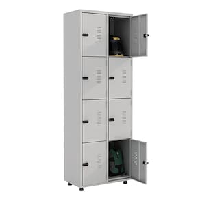 Armário Roupeiro Aço 8 Portas Guarda Volume Ea702 Cinza