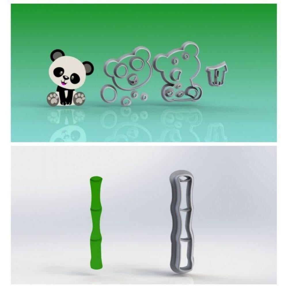 Cortador Kit Panda e Bambu Tamanho 6cm