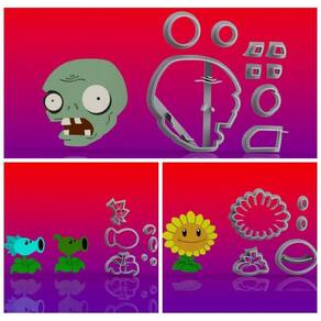 Cortador Kit Plants Vs Zombies 3 Modelos Tamanho 5cm