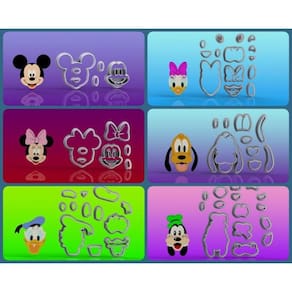 Cortador Turma do Mickey com 6 Personagens Tamanho 5cm