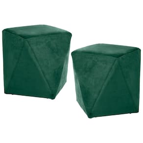 Kit 2 Puffs Decorativos Ametista B-303 Veludo Verde - Domi