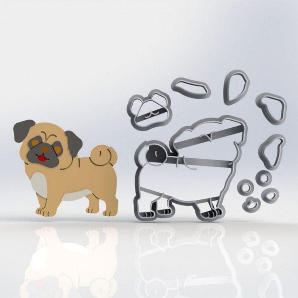 Cortador Cachorro Pug Corpo Modular Tamanho 6cm