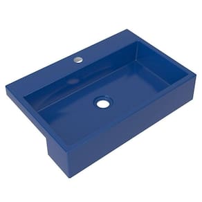 Cuba Pia Semi Encaixe Para Banheiro Retangular 54cm Xrt C08 Azul Escuro