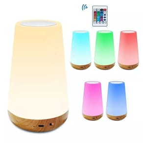 Luminária De Mesa Bravalumi Led Magic Colors Rgb Touch Usb Amadeirado
