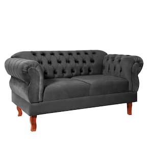 Namoradeira Chesterfield Elisabeth 2 Lugares Via Encanto Veludo Cinza