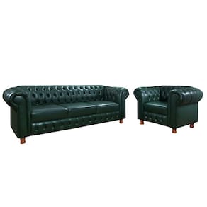 Conjunto Sofá E Poltrona Chesterfield Bourbon Via Encanto Courano Verde