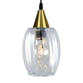 Lustre Pendente Taschibra Badih Pp Canelado E27 Transparente Bivolt Ouro