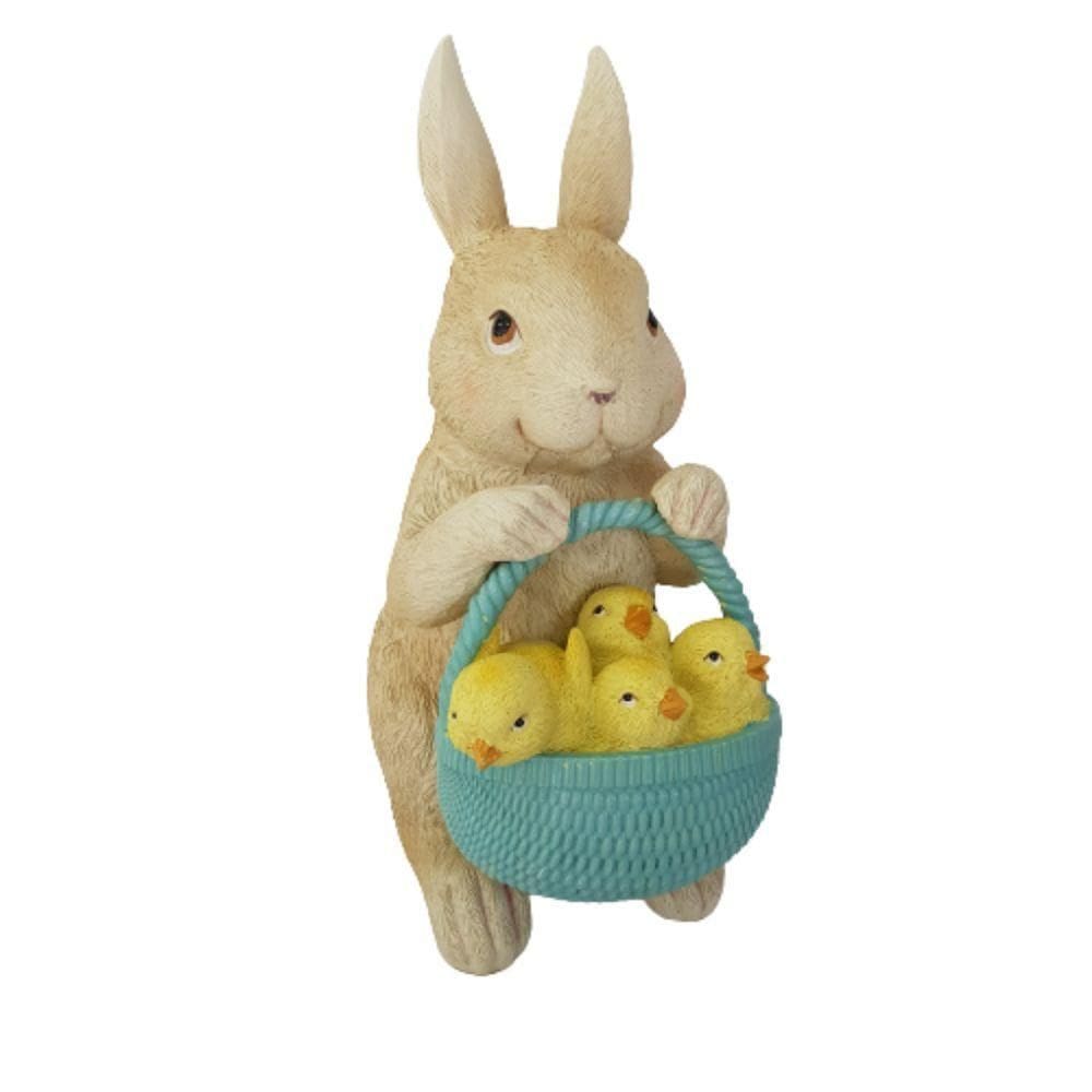 Coelho Páscoa Cesta Com Pintinhos 24cm